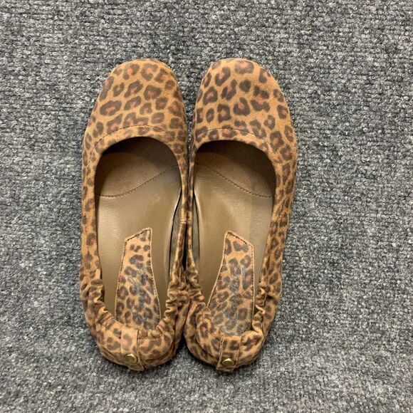Earthies Ballet Flats Shoes Womens 7.5 Brown Tolo Leather Slip On Animal Leopard - Picture 5 of 14